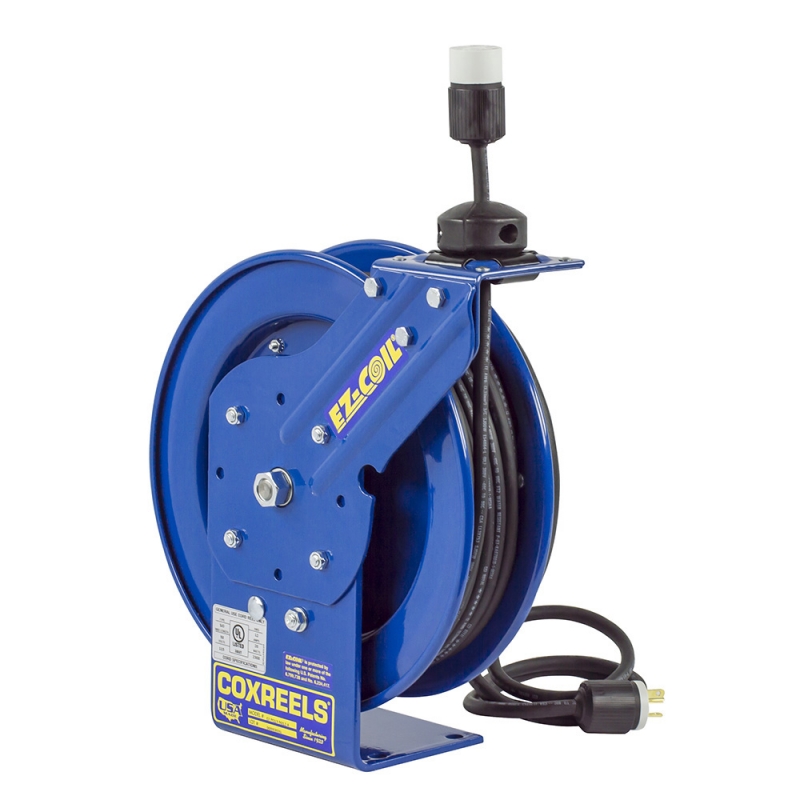 COXREELS EZ-PC24-0012-A Power Cord Reel with EZ-Coil Rewind Safety System,  100' x 12 AWG, 20 Amps, 115V, Single Industrial Receptacle