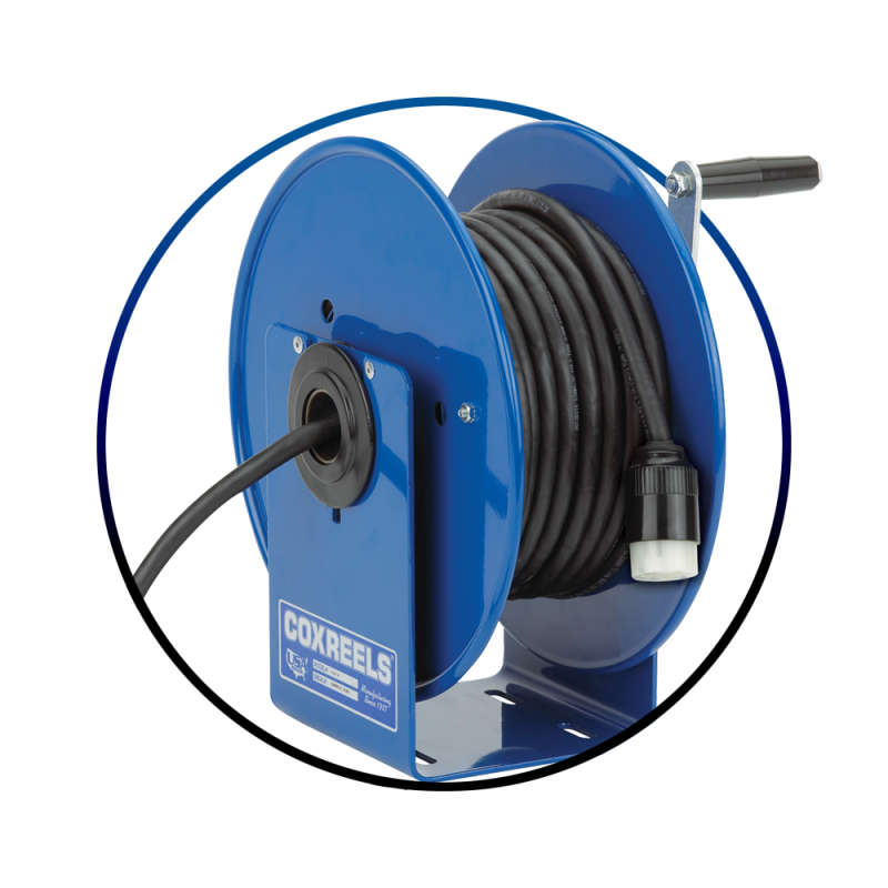 Static Discharge Hand Crank Cable Reel: 200' Cable, Less Cable