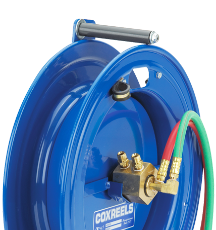 Coxreels Dual Hose Hand Crank Welding Reel for oxy-acetylene & T grade:  3/8 I.D., 100' hose capacity, less hose, 200 PSI Model 1275WL-3-100-C -  Pneumatics Now Equipment